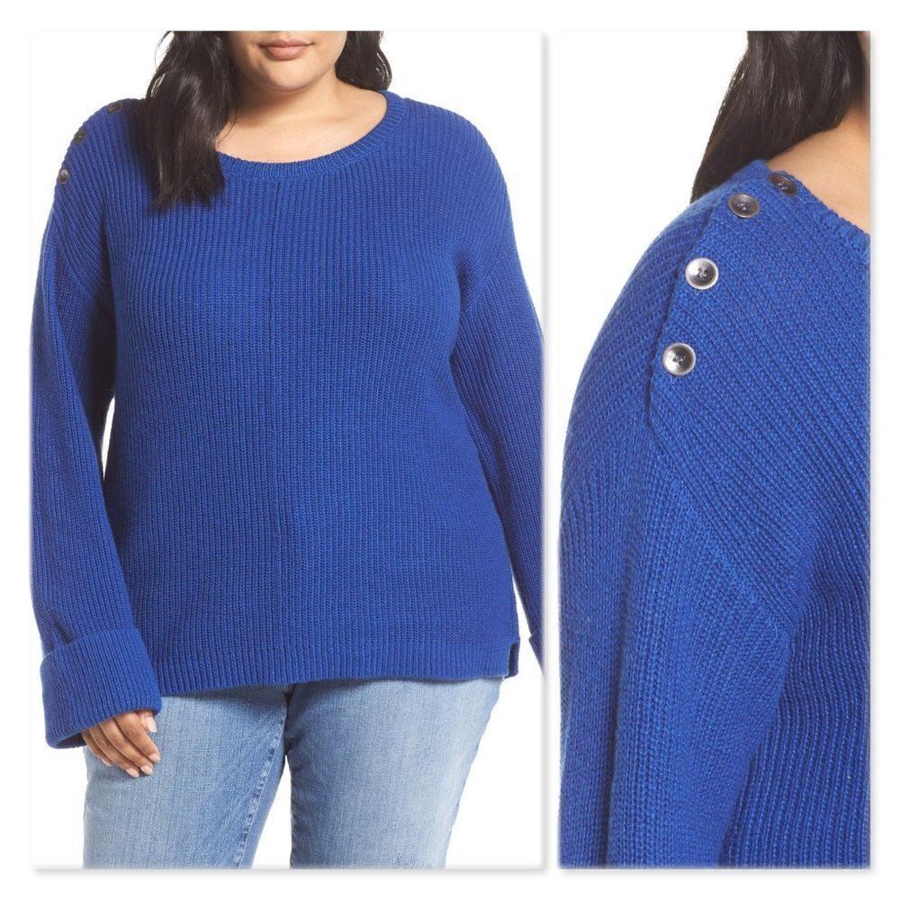 Caslon Button Shoulder Dolman Sweater sz 1X